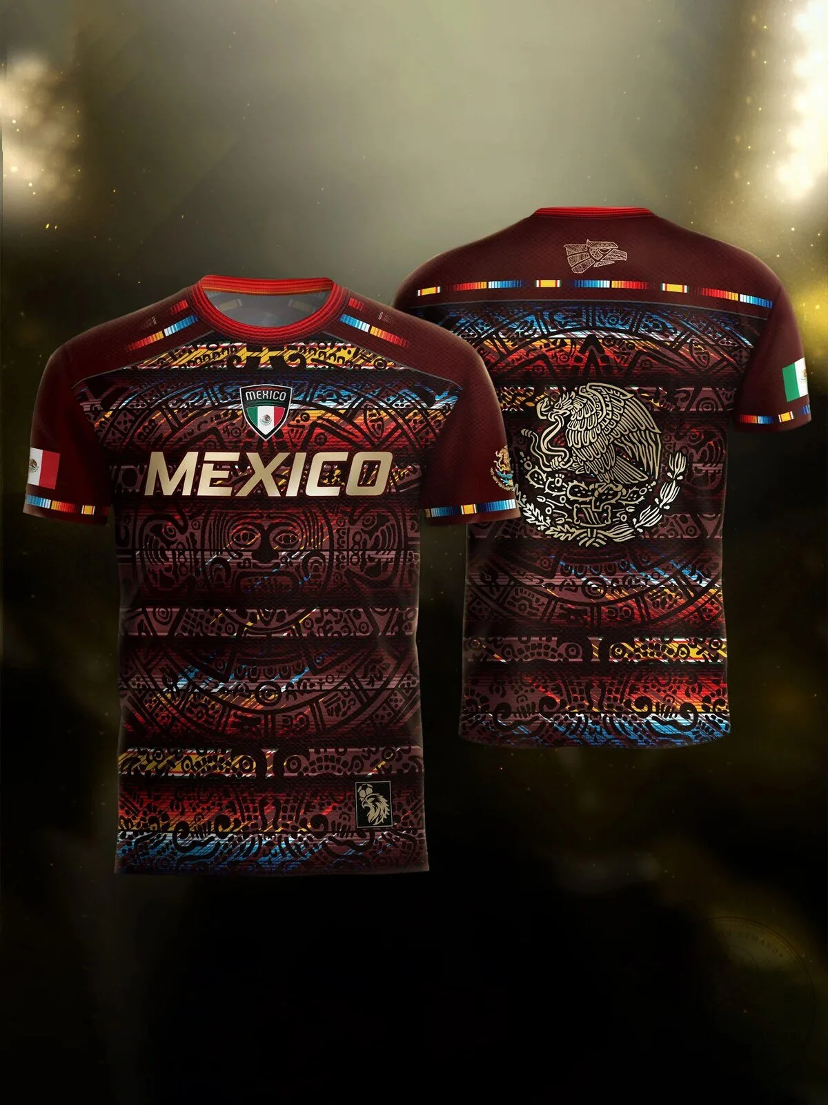 Mexico Soccer Aztec Calendar Print Men's Short Sleeve T-Shirt 7 Mexico Soccer Aztec Calendar Print Men