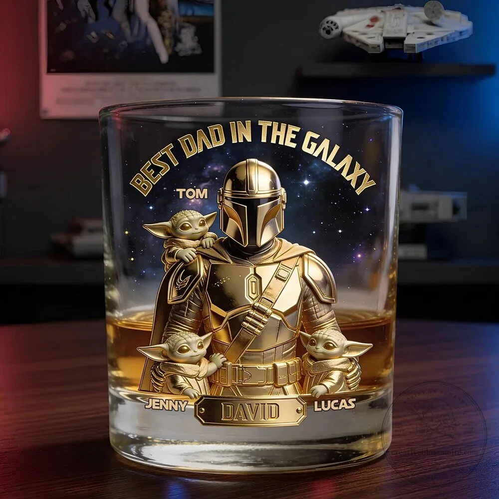 Star Wars Mandalorian Best Dad In The Galaxy Whiskey Glass