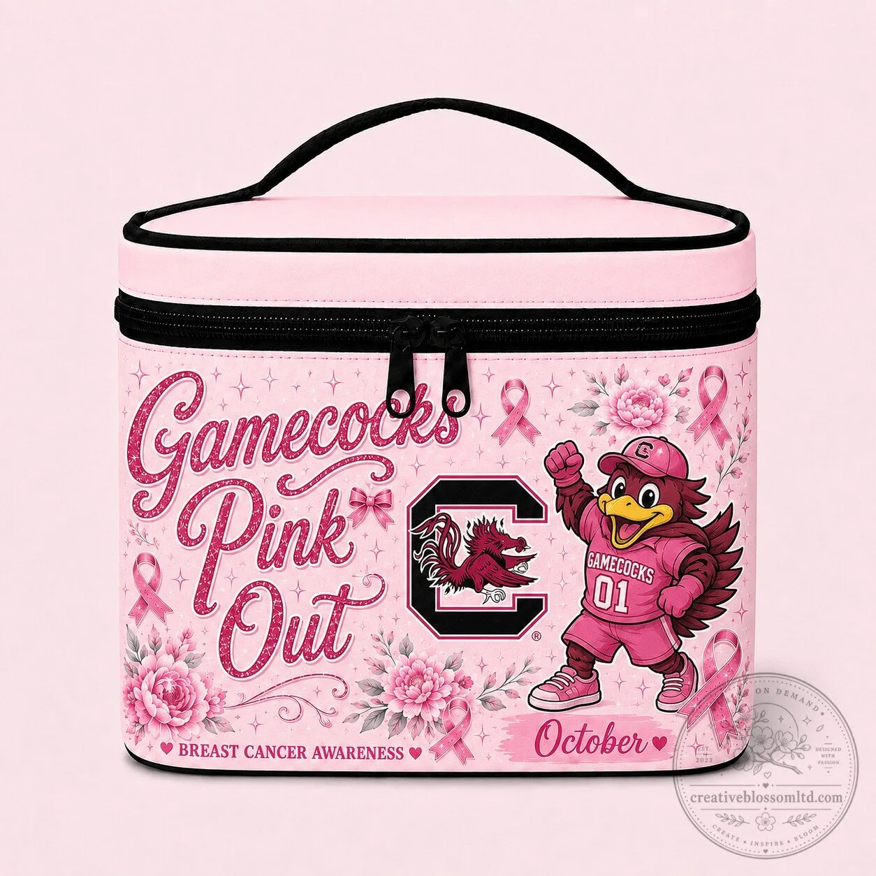 Gamecocks Pink Out Cosmetic Bag for Breast Cancer Awareness - South Carolina