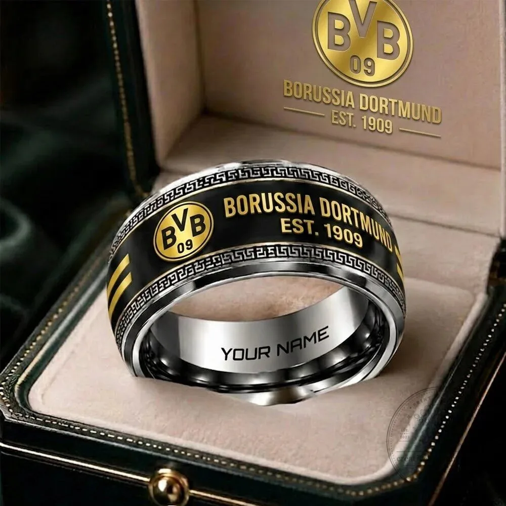 Borussia Dortmund Football Club Personalized Ring, Bundesliga Soccer Fan Gift
