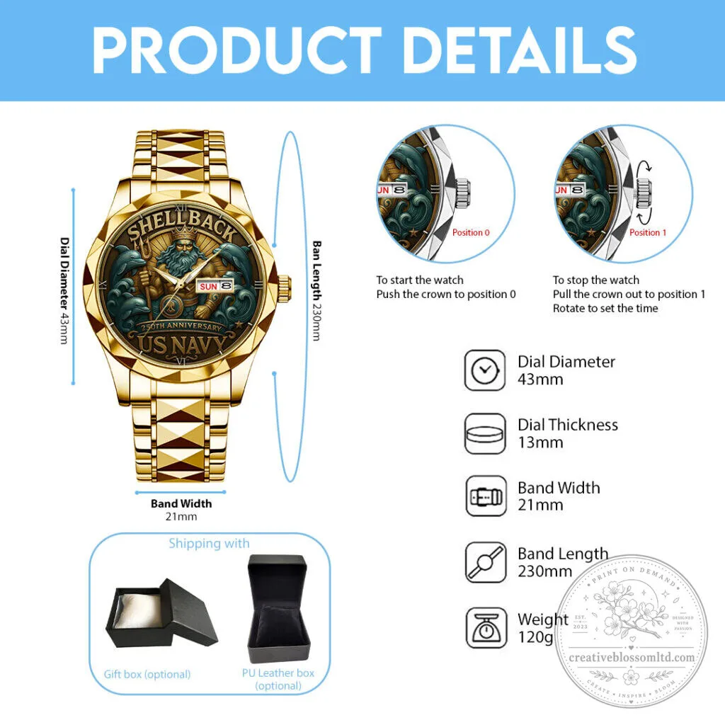 United States Navy 250th Anniversary Shellback Luxury Quartz Watch 13 United States Navy 250th Anniversary Shellback Luxury Quartz Watch
