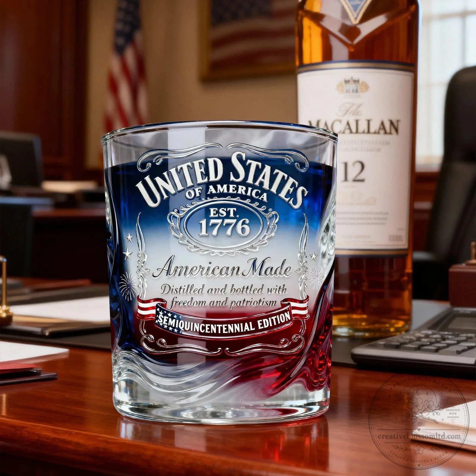 United States of America Est 1776 American Made Semiquincentennial Edition Drinking Glass