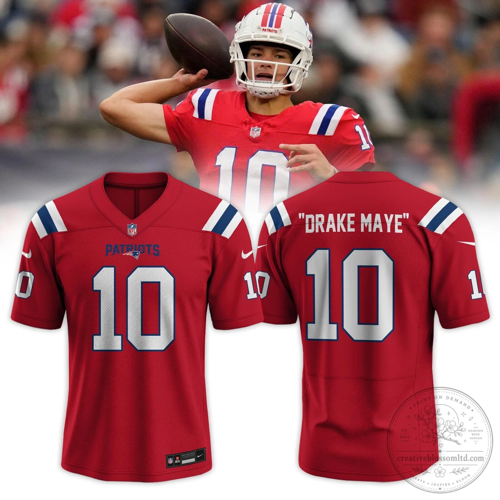 2025 Special Edition Jersey Featuring Drake Maye and Classic Logo - New England Patriots