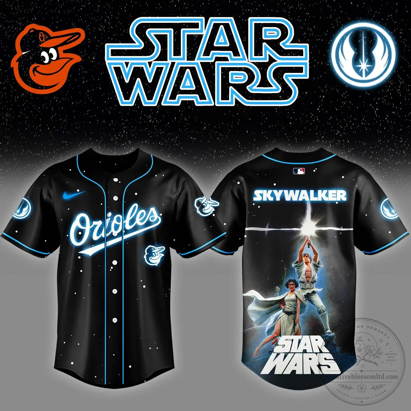 Luke Skywalker Star Wars Baltimore Orioles Baseball Jersey