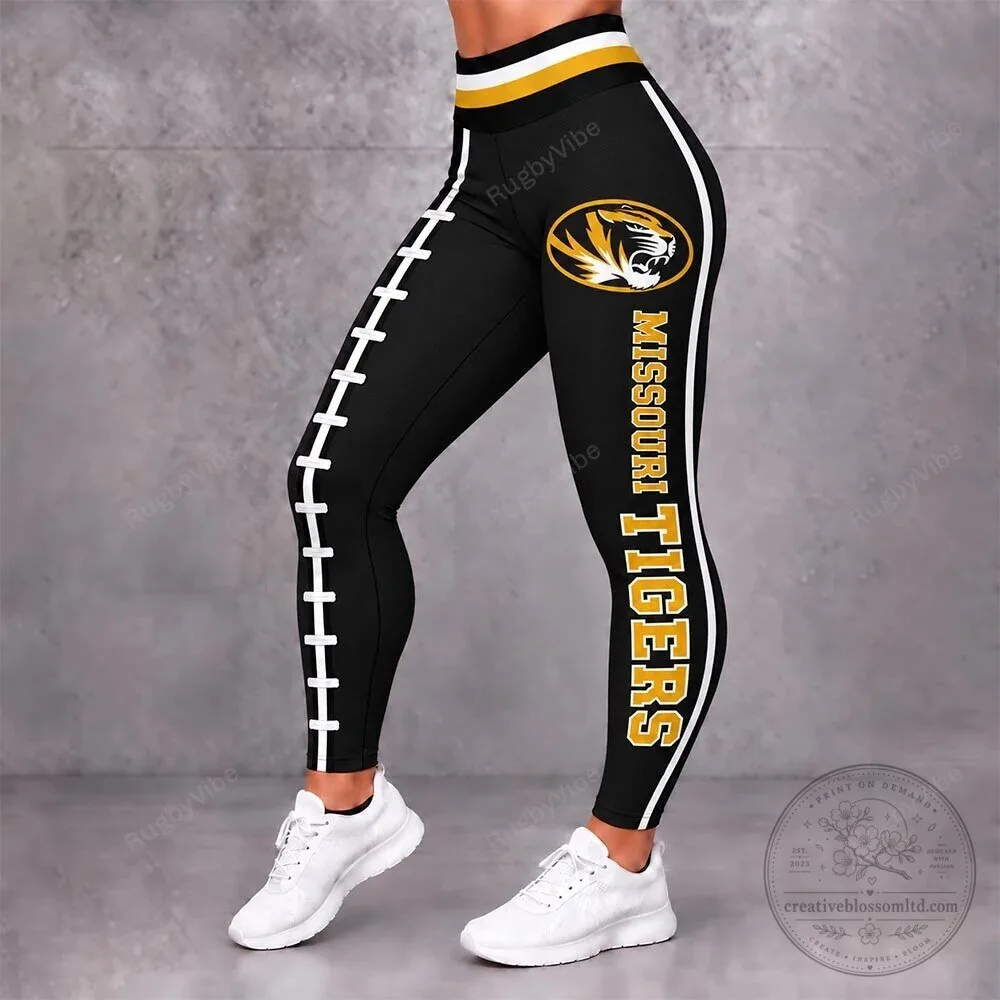 Missouri Tigers Football Team Striped Design Women's Leggings