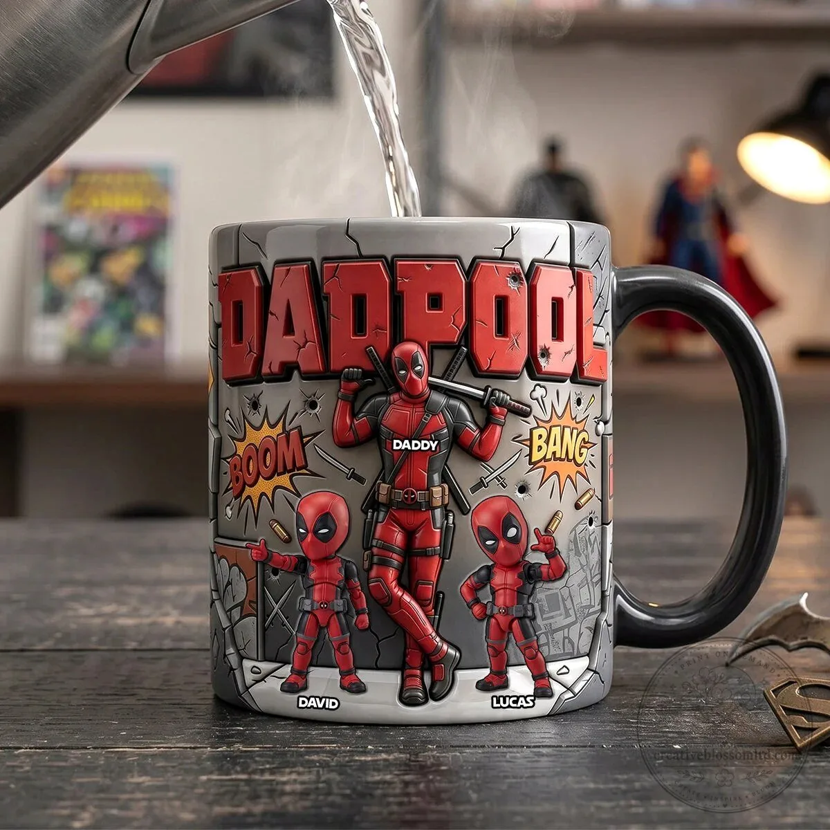 Deadpool Daddy And Kids Personalized Coffee Mug