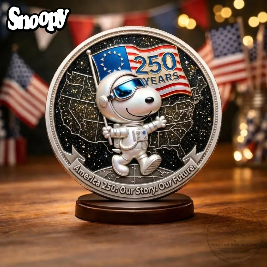 Snoopy Astronaut America 250th Anniversary Commemorative Coin Collectible Snoopy Astronaut America 250th Anniversary Commemorative Coin Collectible