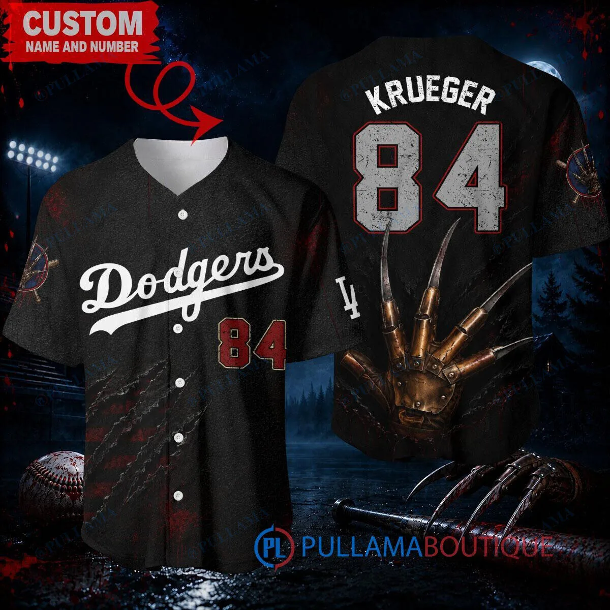 Freddy Krueger Los Angeles Dodgers Baseball Jersey Custom Name Number