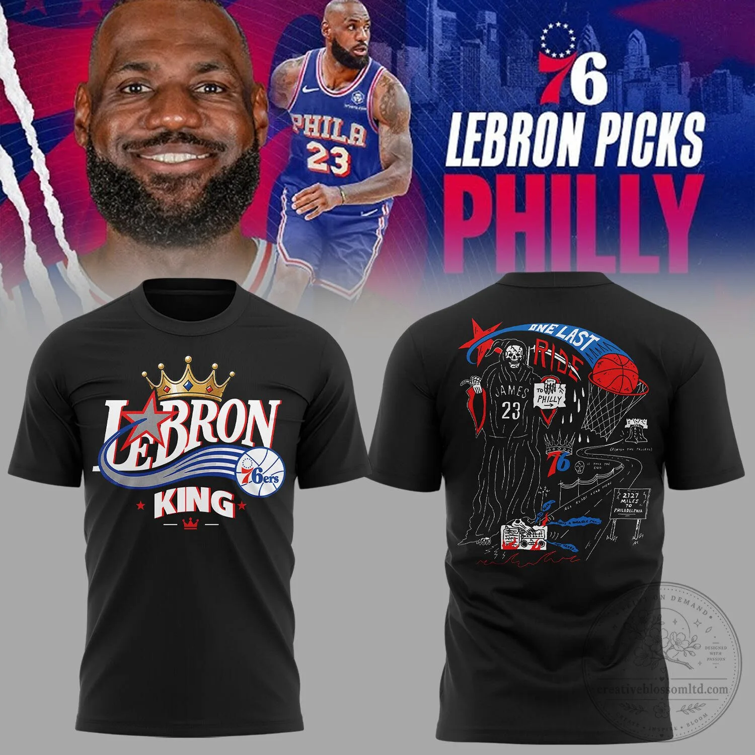 LeBron James Sixers Basketball King Fan Apparel T-Shirt