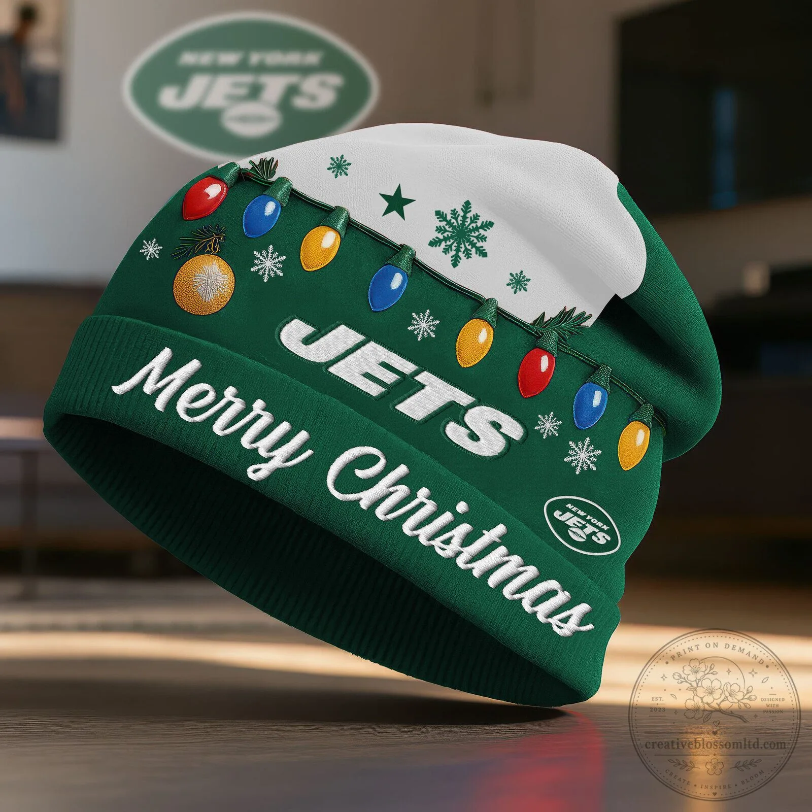 New York Jets Merry Christmas Holiday Beanie Hat