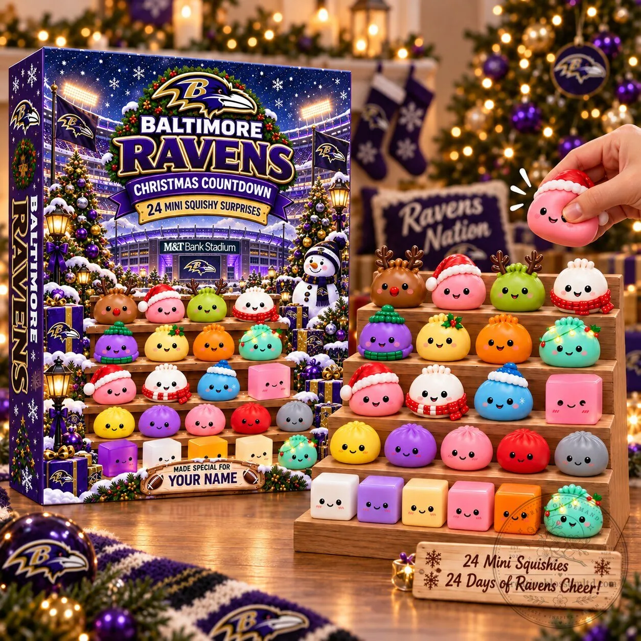 Baltimore Ravens Christmas Countdown 24 Mini Squishy Surprises Advent Calendar