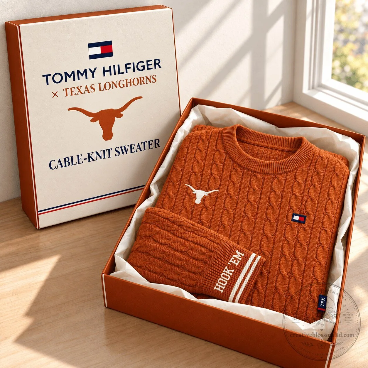 Tommy Hilfiger Texas Longhorns Cable Knit Sweater