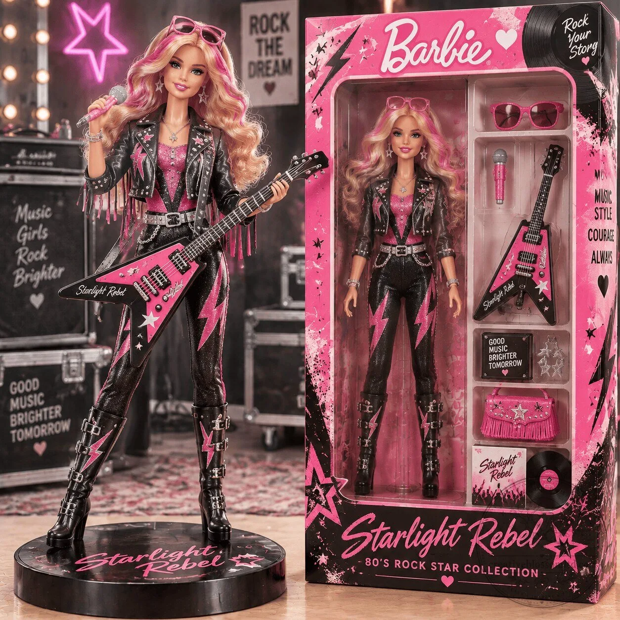Barbie Starlight Rebel 80s Rock Star Collection Doll Figure