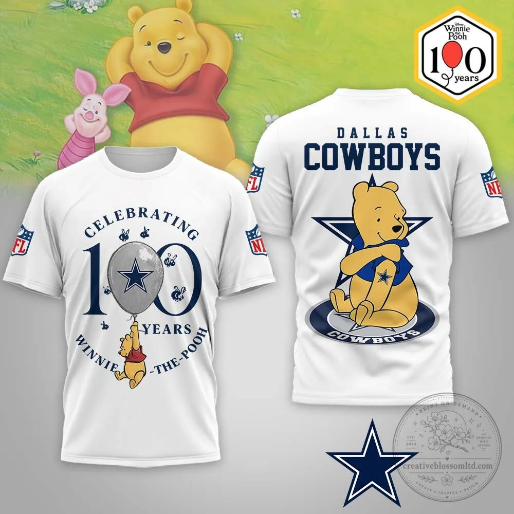 Dallas Cowboys Winnie The Pooh 100th Anniversary Celebration T-Shirt