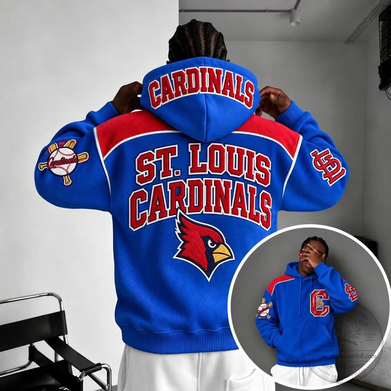 St. Louis Cardinals Baseball Team Logo Royal Blue Pullover Hoodie