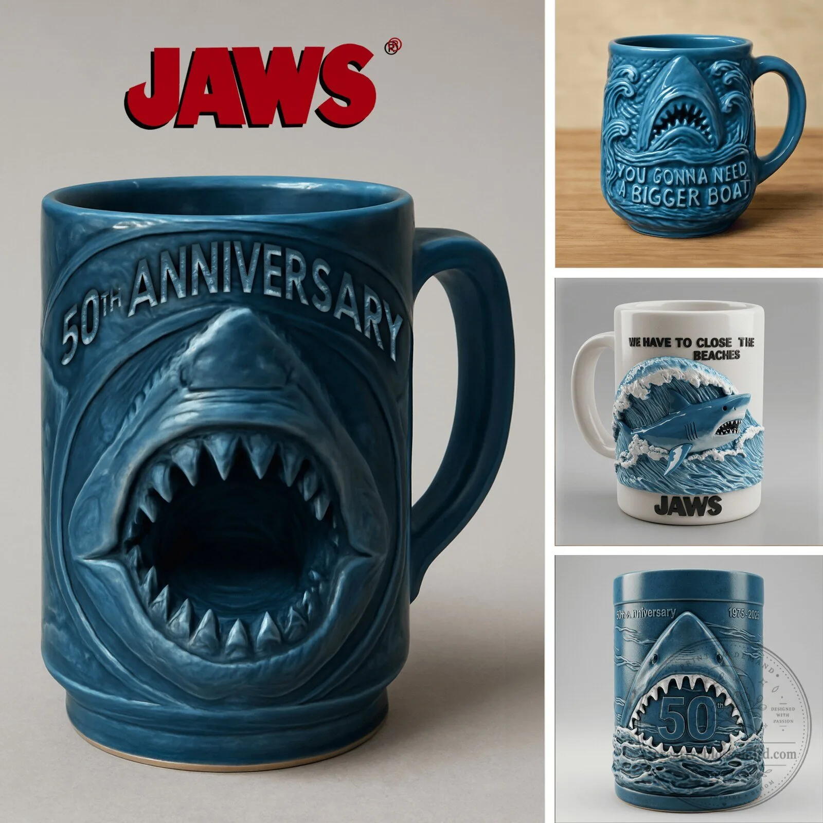 Jaws Movie Great White Shark 50th Anniversary Ceramic Mug