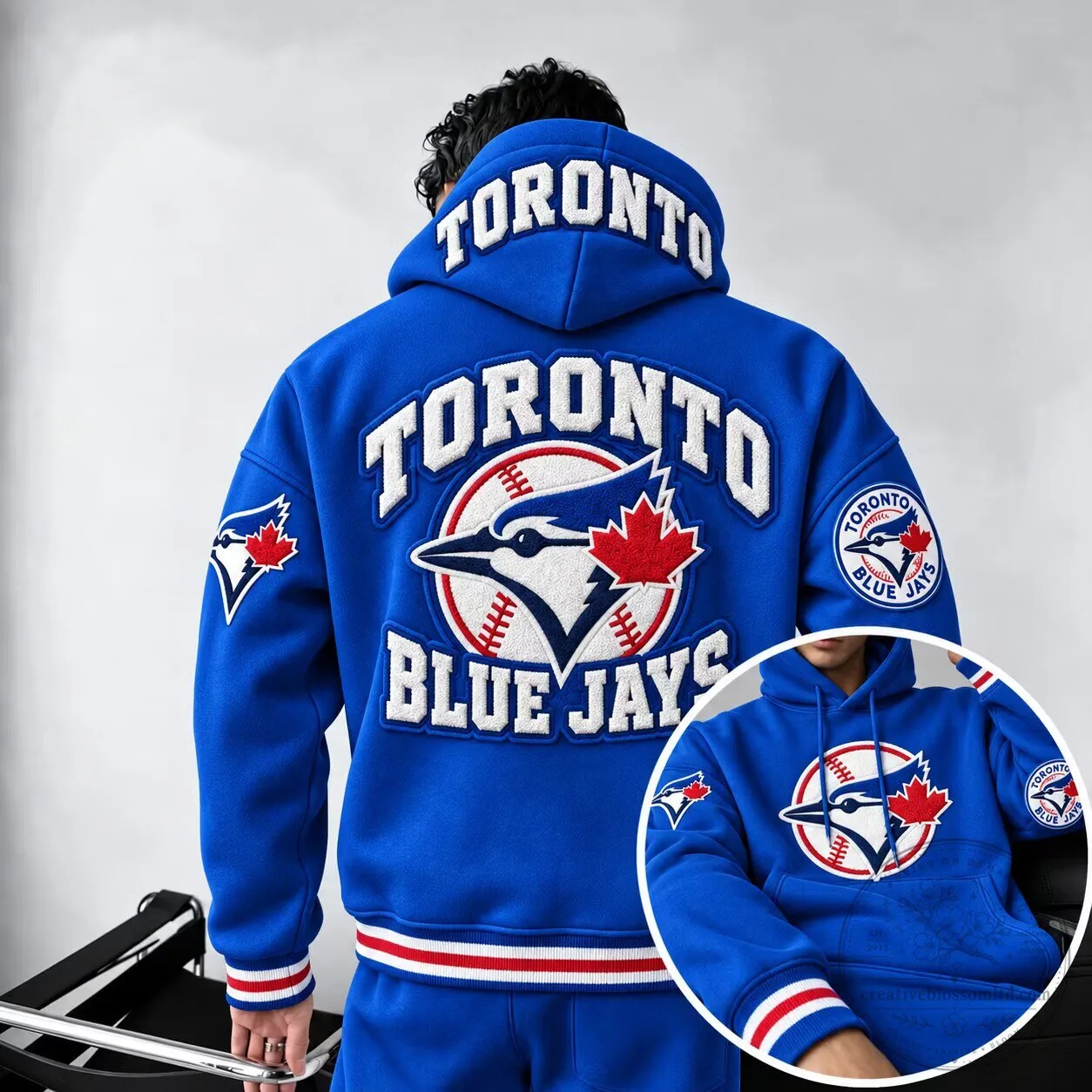 Toronto Blue Jays Baseball Team Embroidered Logo Royal Blue Hoodie 5 Toronto Blue Jays Baseball Team Embroidered Logo Royal Blue Hoodie