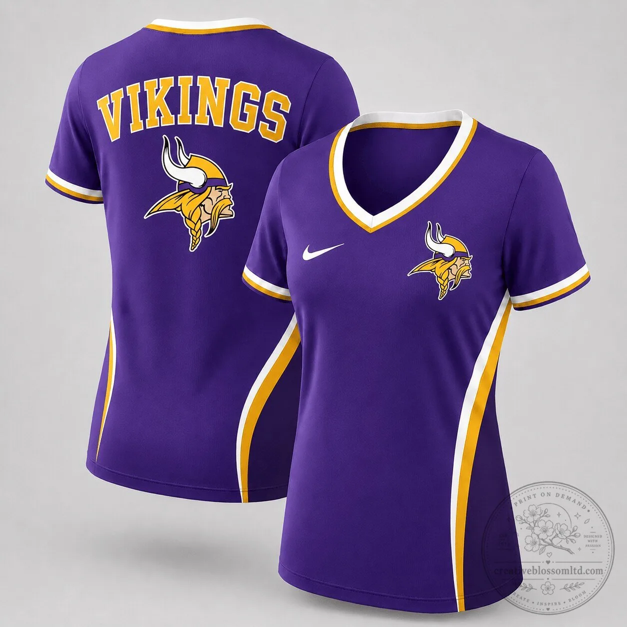 Minnesota Vikings NFL Fan Shirt Women's V-Neck Performance Football T-Shirt