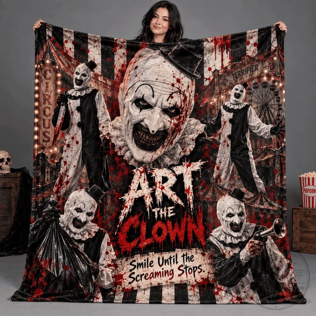 Art The Clown Terrifier Horror Movie Circus Smile Until The Screaming Stops Blanket Art The Clown Terrifier Horror Movie Circus Smile Until The Screaming Stops Blanket