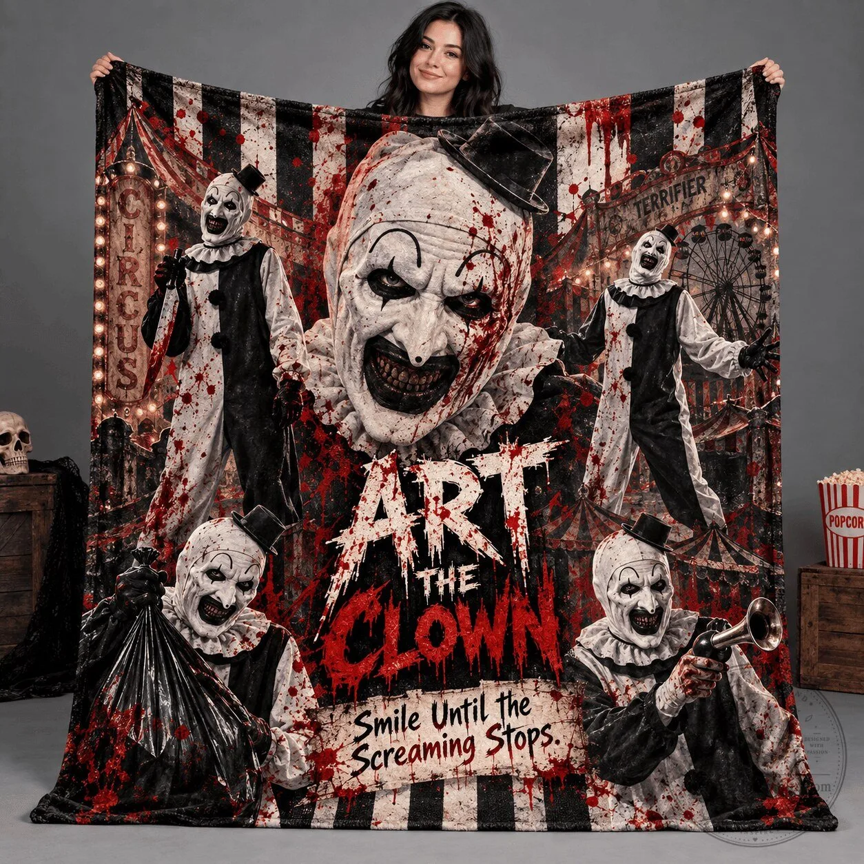 Art The Clown Terrifier Horror Movie Circus Smile Until The Screaming Stops Blanket