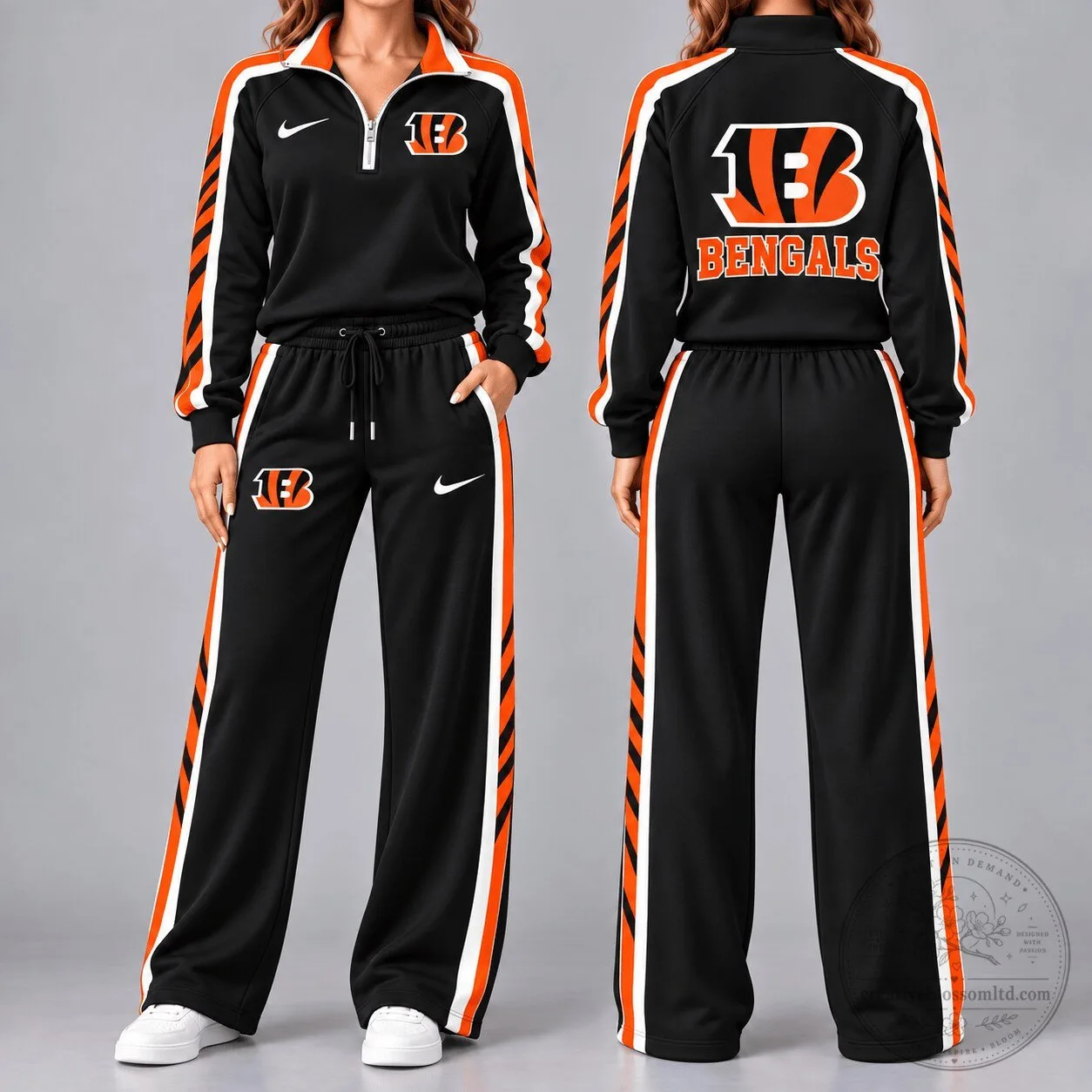 Cincinnati Bengals Women's Black and Orange Tracksuit Set