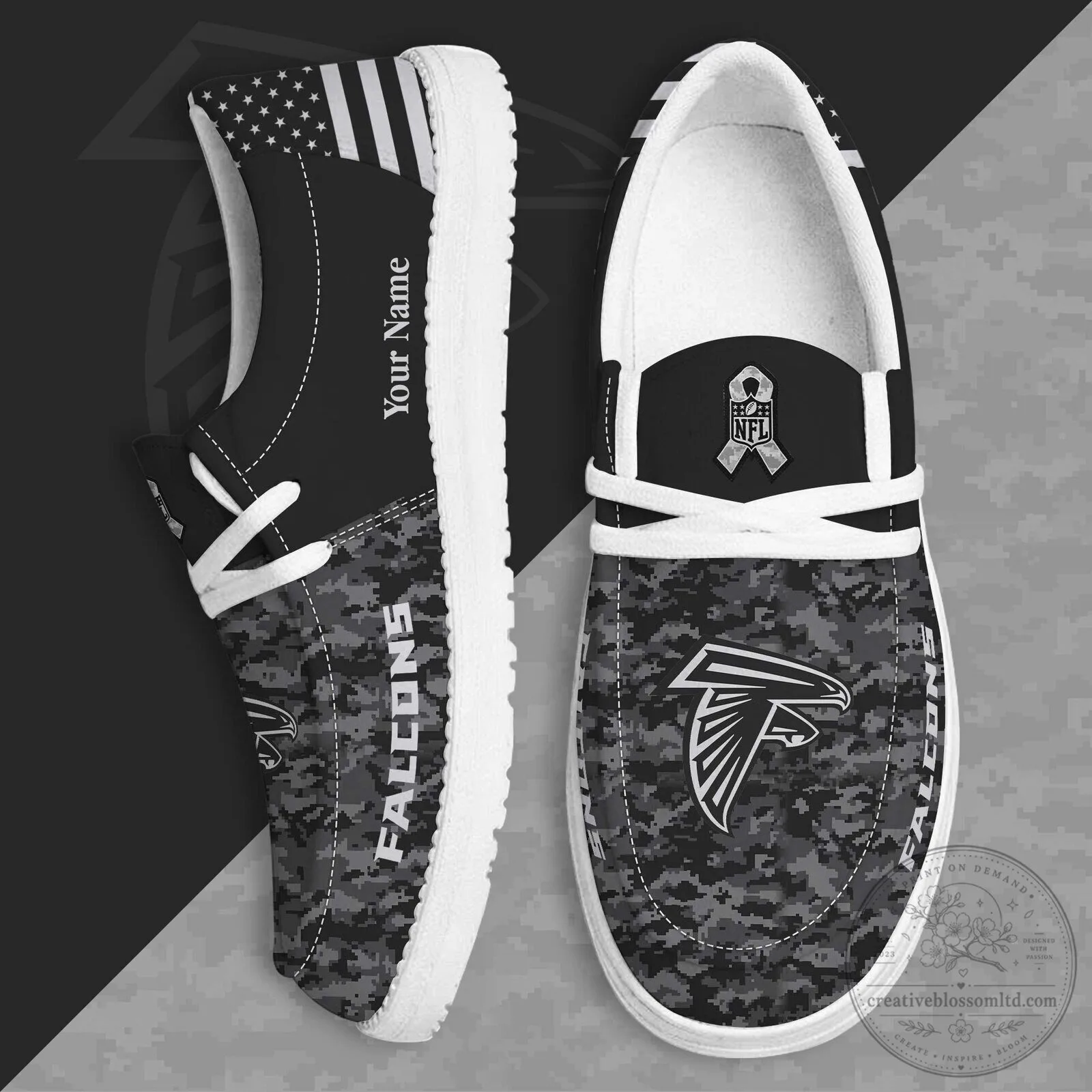 Atlanta Falcons Salute To Service Custom Name Camouflage Shoes