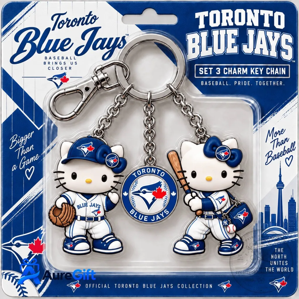 Toronto Blue Jays Hello Kitty Baseball Charm Keychain Set Toronto Blue Jays Hello Kitty Baseball Charm Keychain Set
