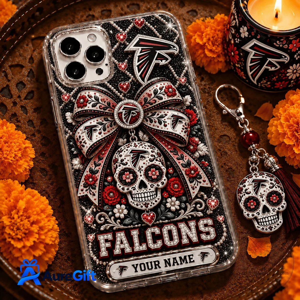 Atlanta Falcons Day of the Dead Sugar Skull Personalized Phone Case 2 Atlanta Falcons Day of the Dead Sugar Skull Personalized Phone Case