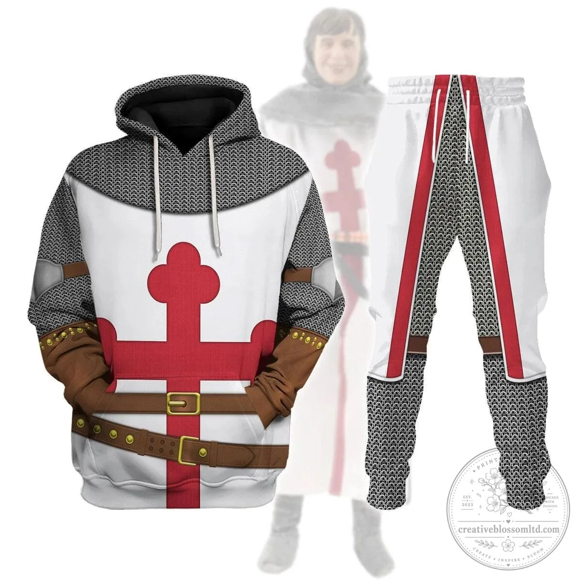 Knights Templar Crusader Medieval Armor Chainmail Costume Hoodie Sweatshirt 2 Knights Templar Crusader Medieval Armor Chainmail Costume Hoodie Sweatshirt