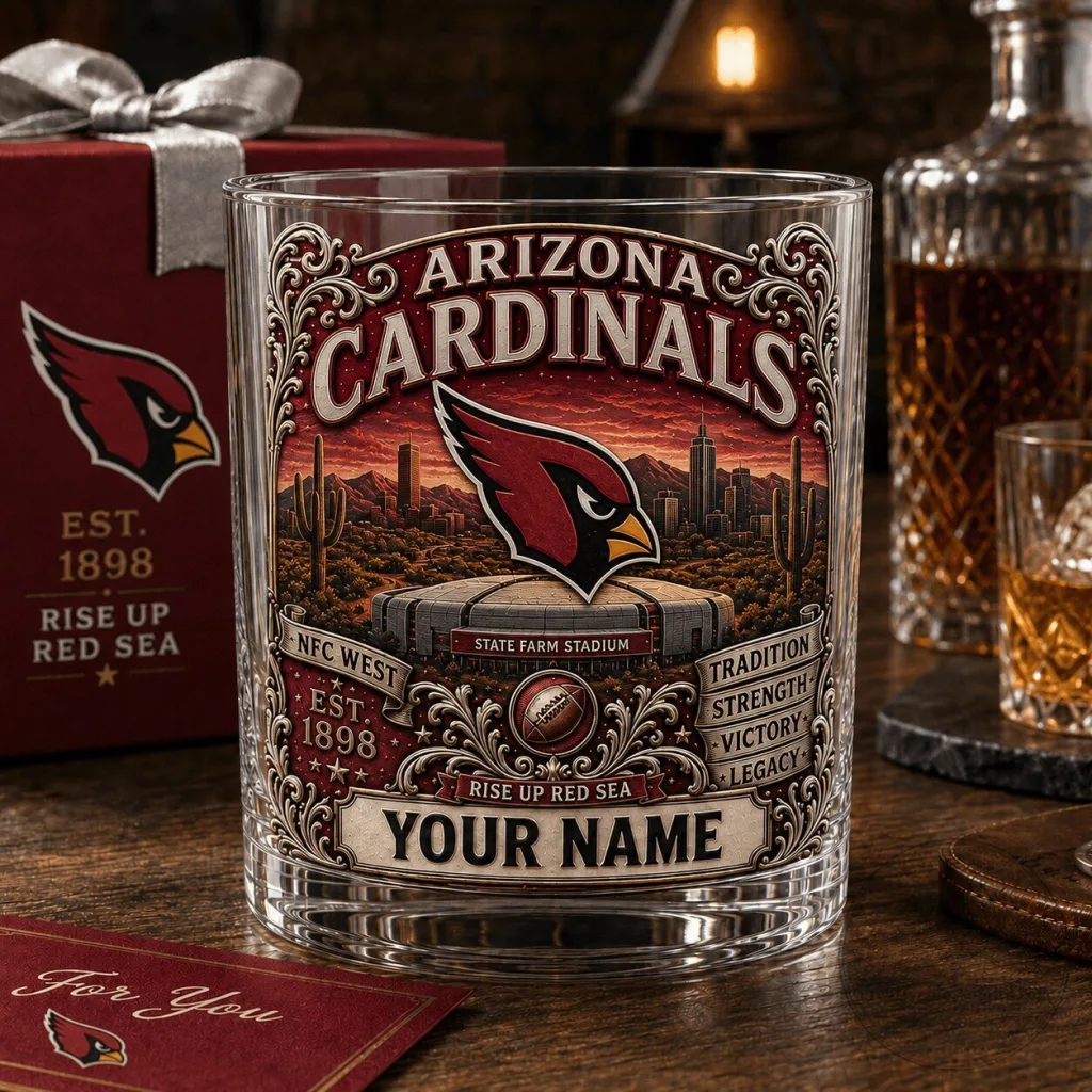 Arizona Cardinals NFL State Farm Stadium Custom Name Whiskey Glass Arizona Cardinals NFL State Farm Stadium Custom Name Whiskey Glass