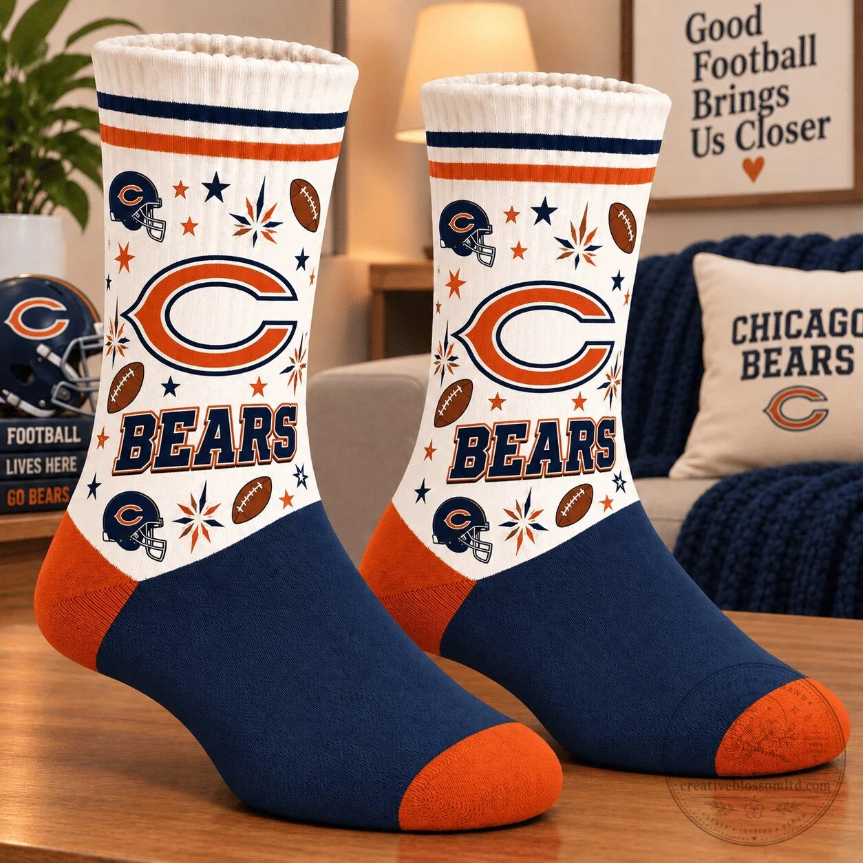 Chicago Bears Football Team Logo Pattern Crew Socks
