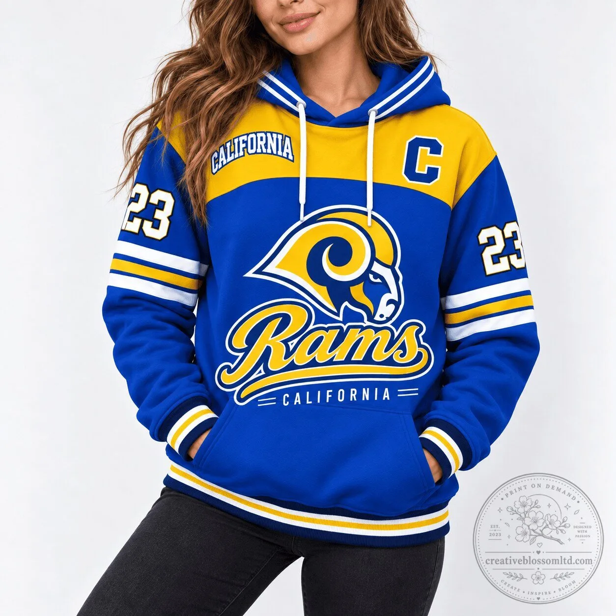 Los Angeles Rams NFL Team Heritage Patchwork Pullover Hoodie 5 Los Angeles Rams NFL Team Heritage Patchwork Pullover Hoodie