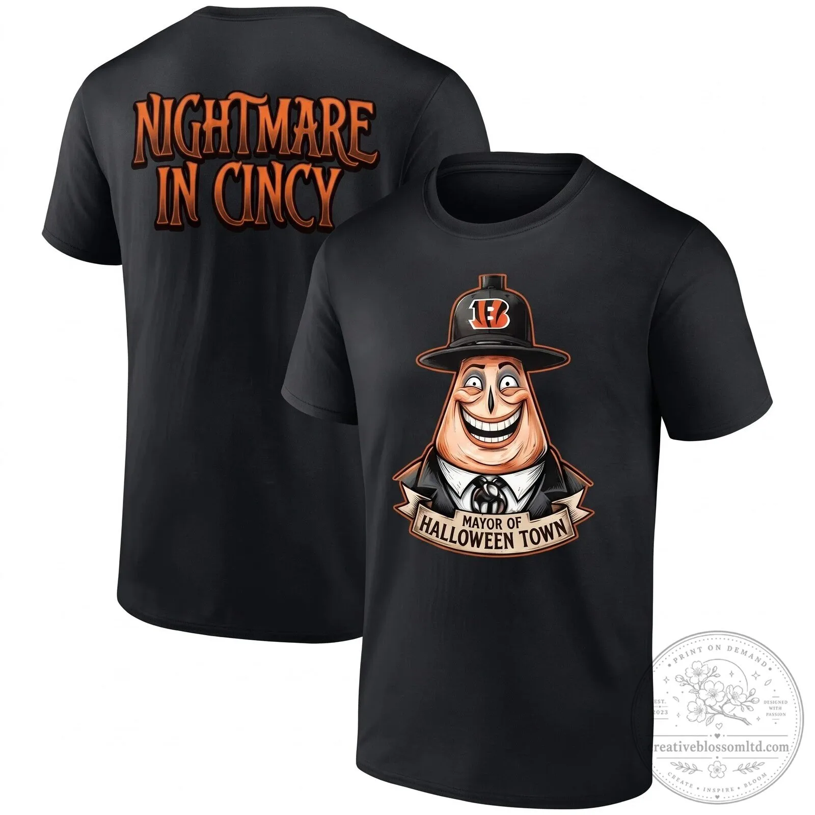 Cincinnati Bengals Nightmare In Cincy Mayor Of Halloween Town T-Shirt