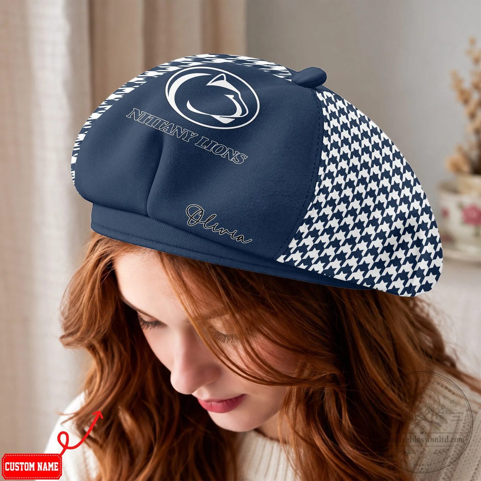 Penn State Nittany Lions Personalized Houndstooth Beret Hat