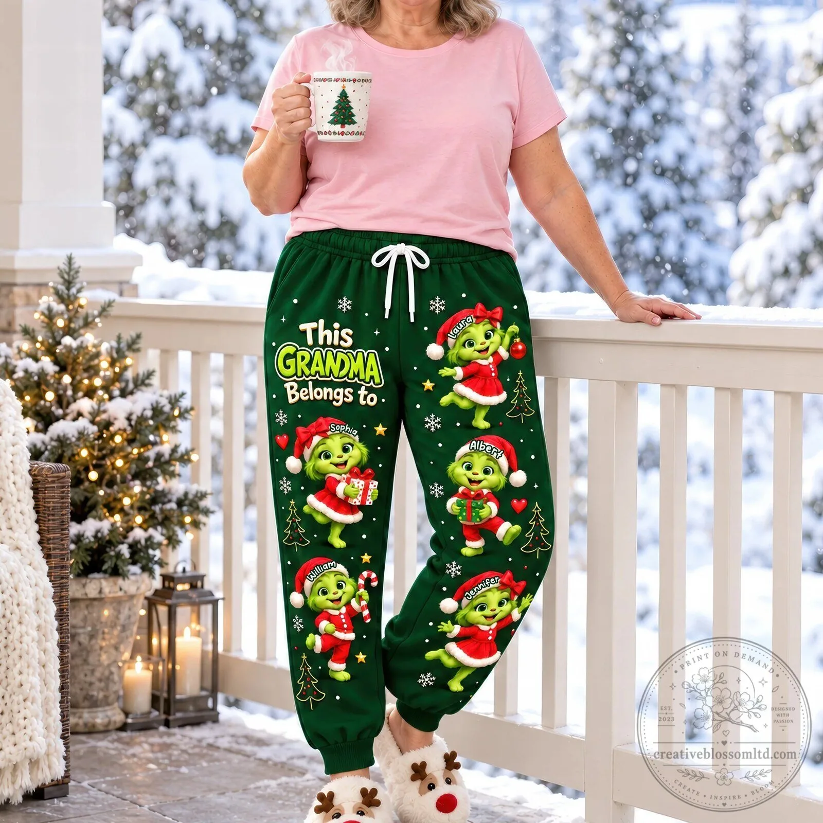 Personalized Christmas Grandma Belong To Grinch Family Pajamas