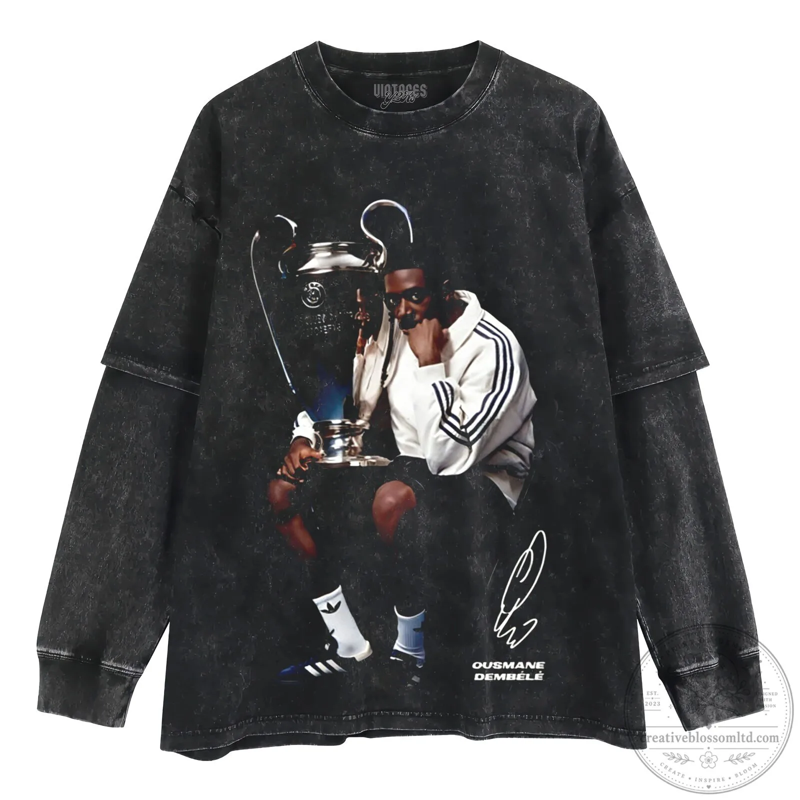 Ousmane Dembélé Trophy Celebration Layered Long-Sleeve T-Shirt 1 Ousmane Dembélé Trophy Celebration Layered Long-Sleeve T-Shirt