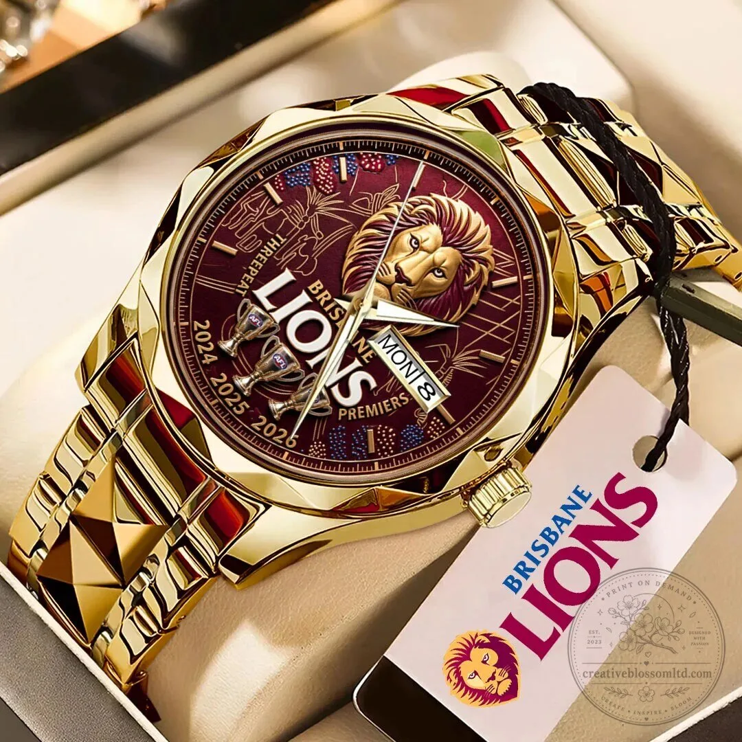 Luxury Quartz Watch in Gold for Brisbane Lions Threepeat Premiers