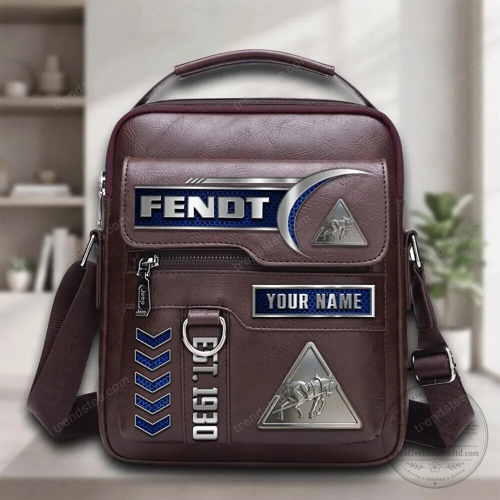 Fendt Tractor Personalized Brown Leather Crossbody Bag
