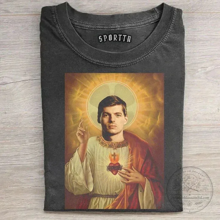 Max Verstappen F1 Racing Driver Funny Parody Religious Icon T-Shirt