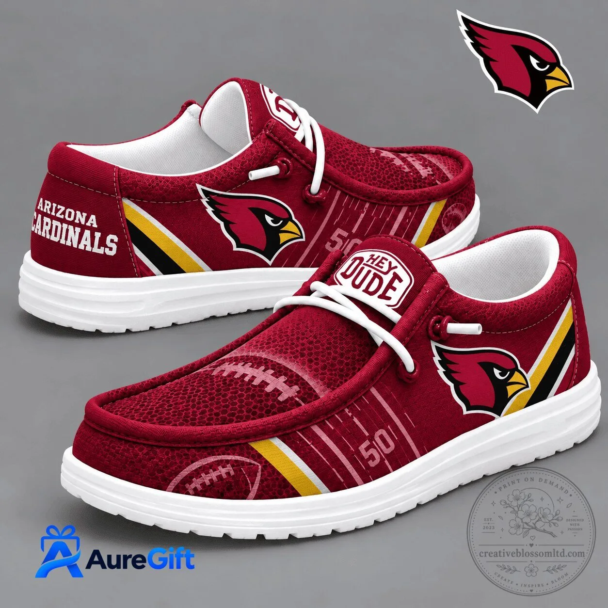 Hey Dude Style Shoes Featuring Arizona Cardinals Football Team Logo 2 Hey Dude Style Shoes Featuring Arizona Cardinals Football Team Logo