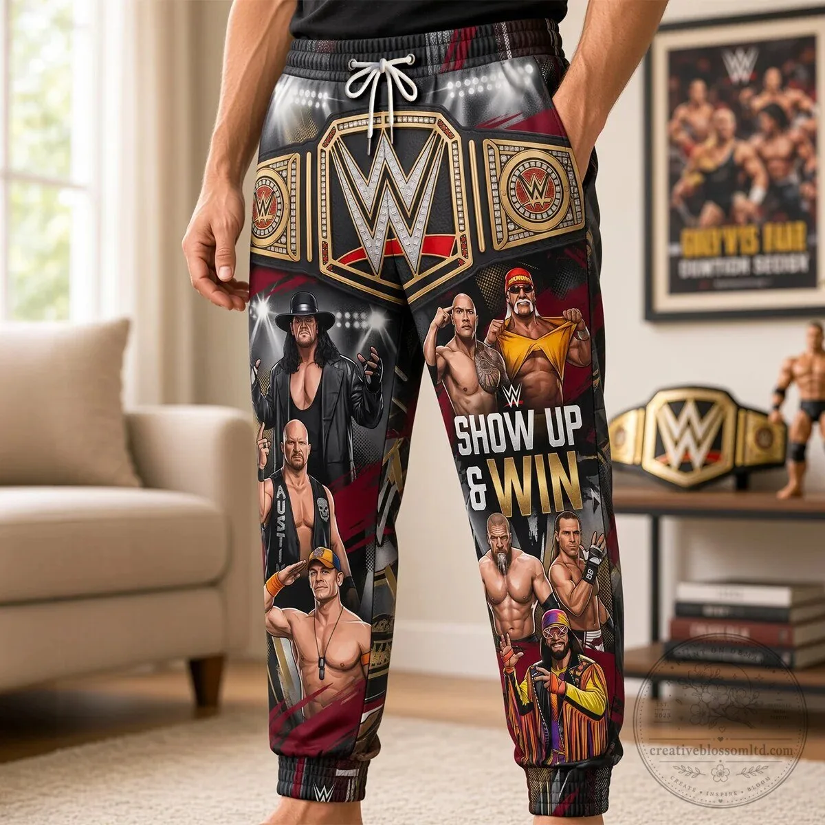 WWE Legends Championship Belt Show Up & Win Wrestling Fan Pants