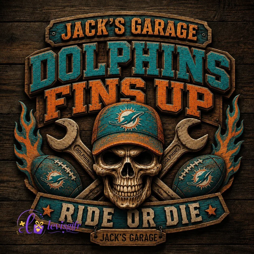 Miami Dolphins Football Skull Garage Wooden Sign for Men and Women Fans Miami Dolphins Football Skull Garage Wooden Sign for Men and Women Fans
