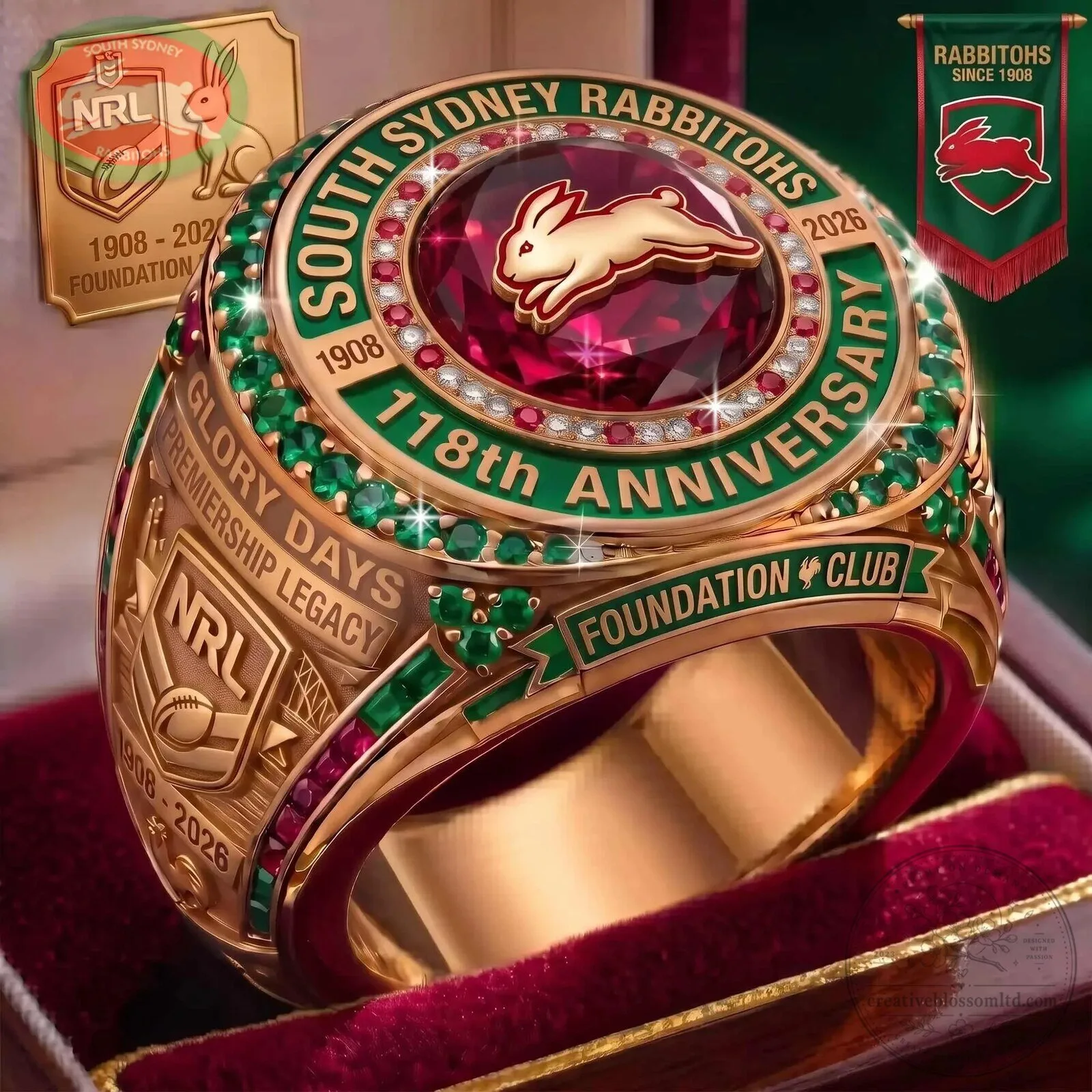 South Sydney Rabbitohs 118th Anniversary Premiership Legacy Ring
