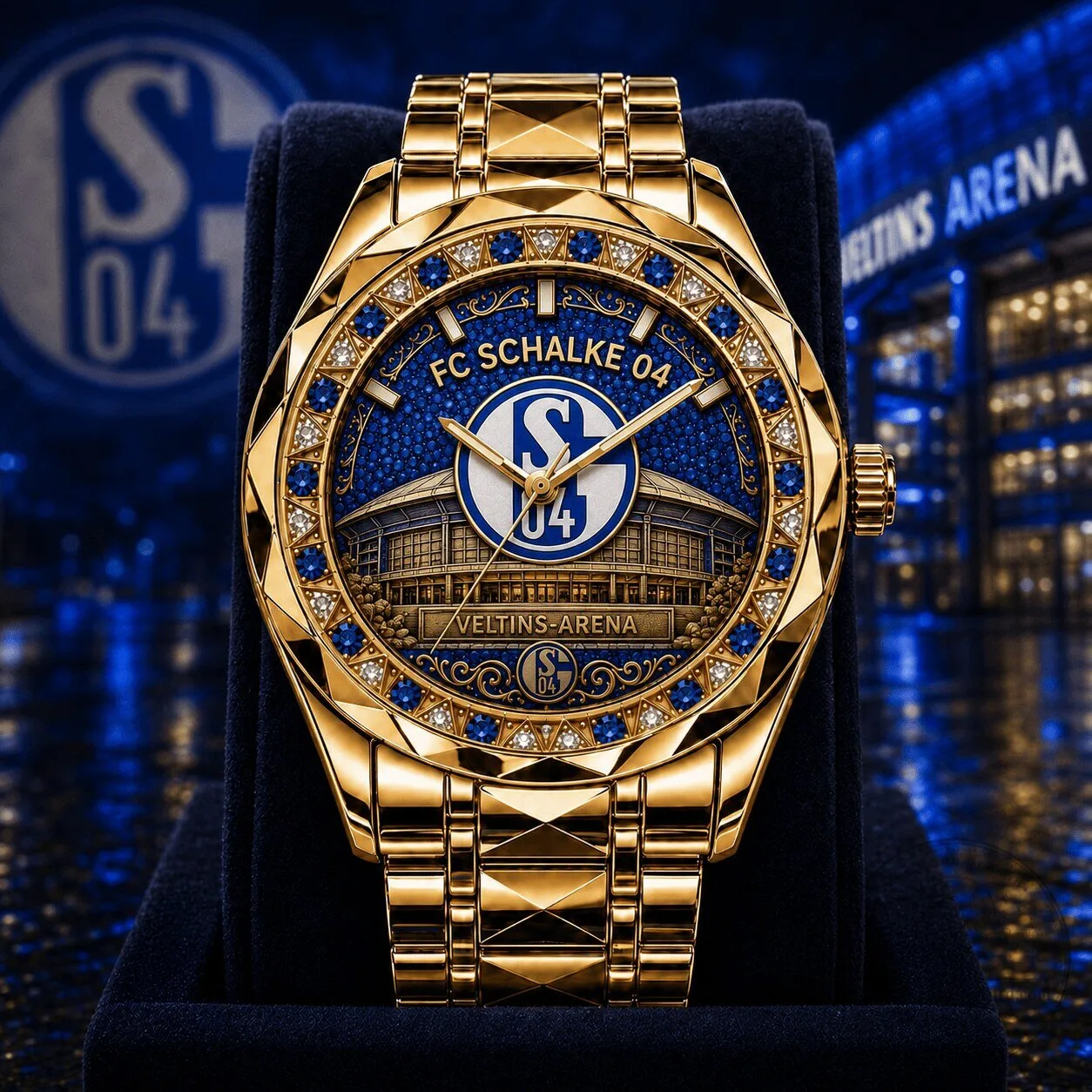 FC Schalke 04 Bundesliga Veltins-Arena Gold Tone Men's Wristwatch