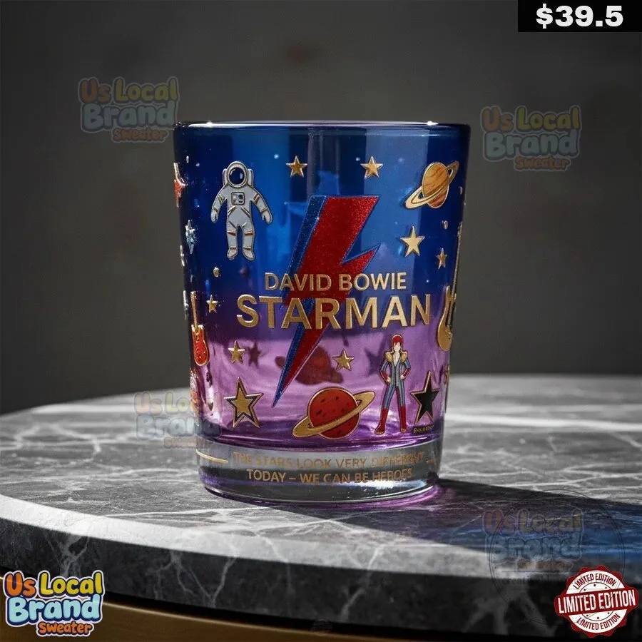 David Bowie Starman Aladdin Sane Lightning Bolt Drinking Glass 1 David Bowie Starman Aladdin Sane Lightning Bolt Drinking Glass