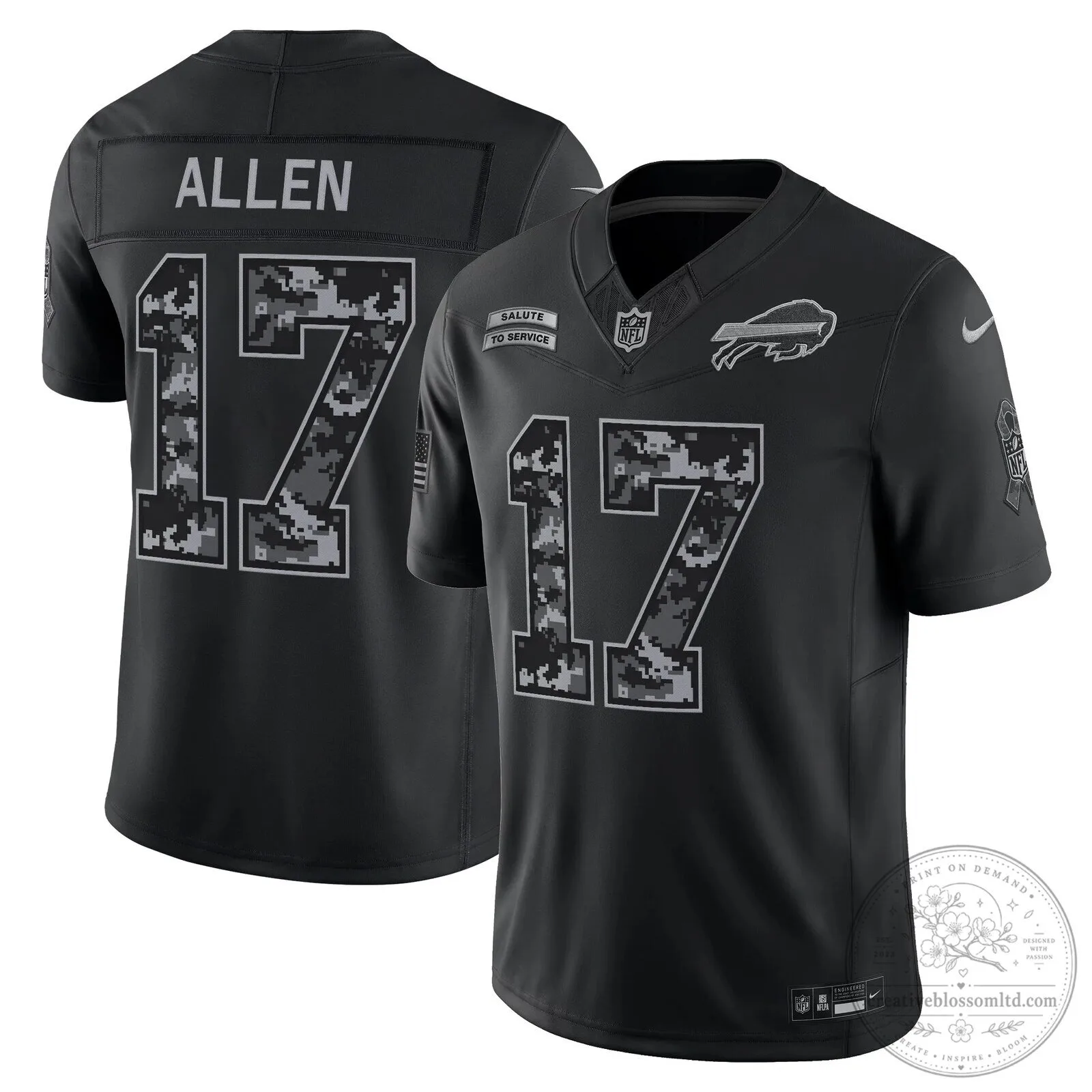 Buffalo Bills Josh Allen Salute To Service Football Jersey