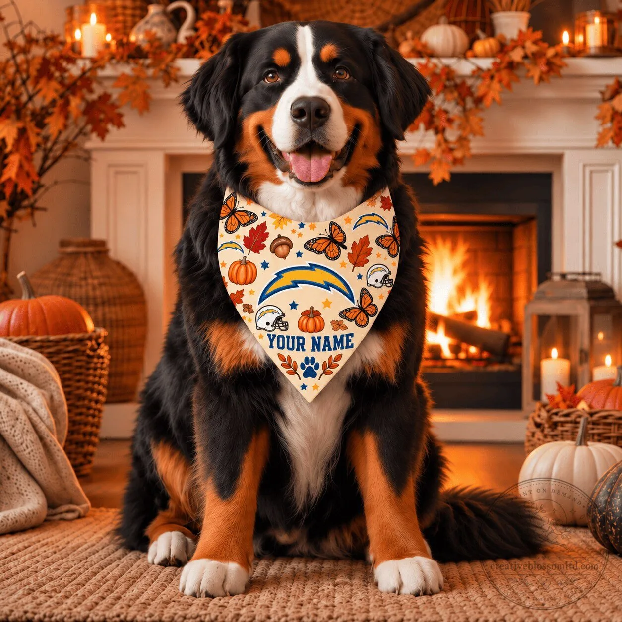 Los Angeles Chargers Personalized Pet Bandana