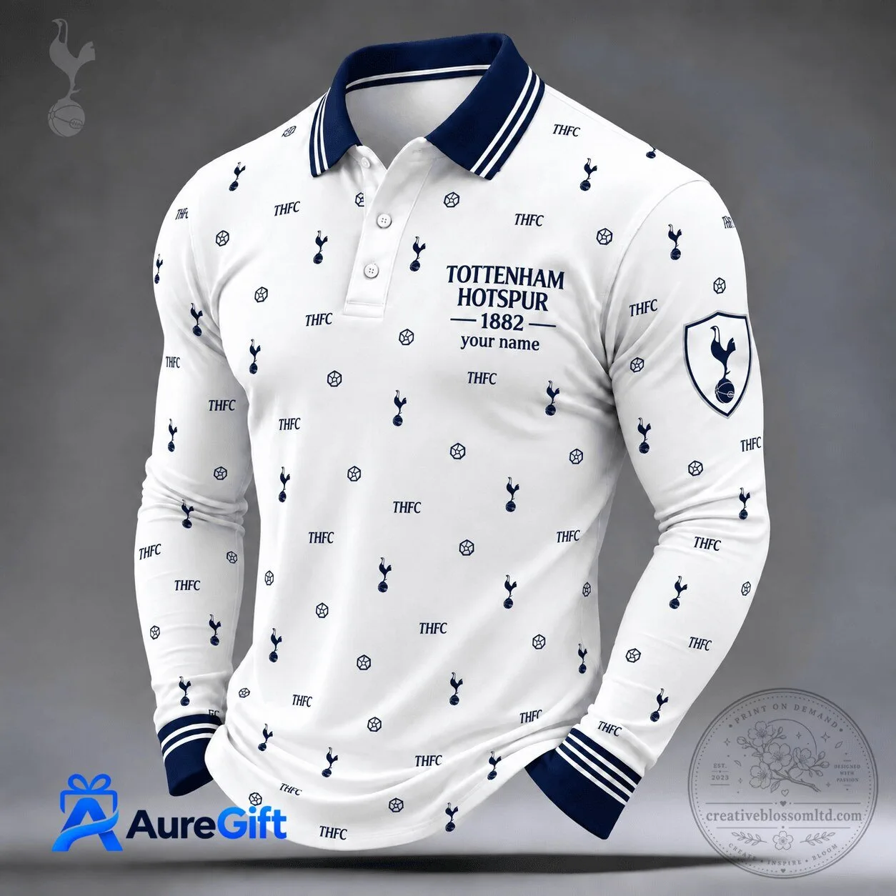 Personalized Long Sleeve Polo Shirt for Tottenham Hotspur Football Club Fans