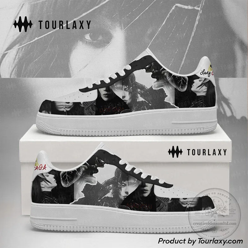Lady Gaga Black and White Pop Art Style Low Top Sneakers