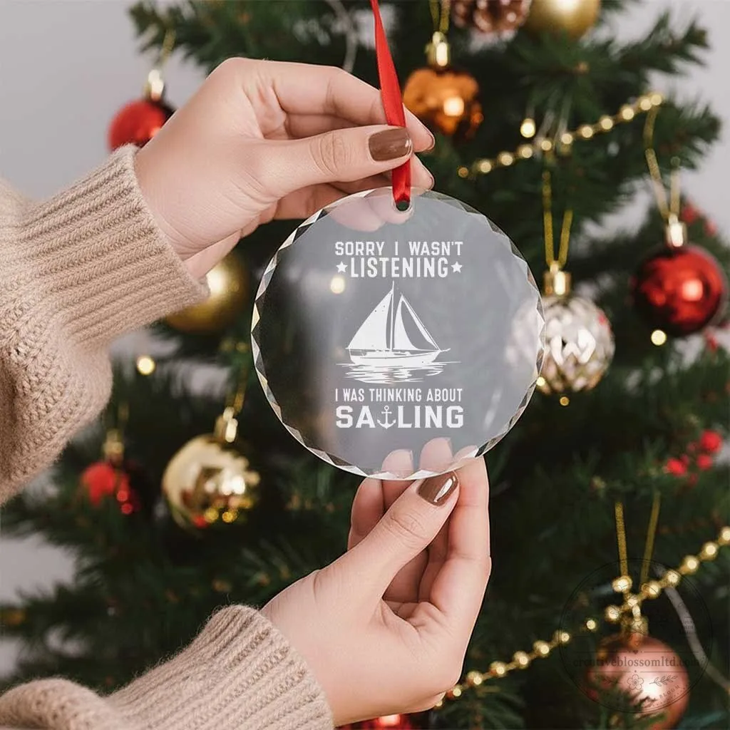 Funny Sailboat Crystal Glass Christmas Ornament Thinking About Sailing Gift 12 Funny Sailboat Crystal Glass Christmas Ornament Thinking About Sailing Gift